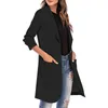 Costumes pour femmes, veste Blazer longue, couleur unie, manches trois quarts, costume à revers, bouton unique, printemps automne, bureau pour dames