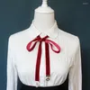 Bow Ties Women Gift Neck Collar Shirt Sweater Tie Cravat Alloy Head Pearl Bead Butterfly Necktie Personality Ribbon Uniform Bowtie