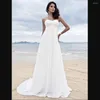Suknia ślubna Elegancka plażowa biała A-line bez ramiączek, koronkowa cekin