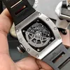 Luxury Mens Mechanics Watches Richa Milles Wristwatch Business Leisure RM030 Automatisk mekanisk vit stålfodral Tejp Mens TWD8