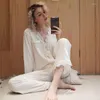 Hemkl￤der Velor Women Pyjamas Set Autumn Winter Pijamas Suit 2st Shirtpant Soft Homewear Velvet Sleep Casual Kimono Bathrobe