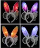 LED -lampan blinkande fluffiga kaninöron Huvudbands paljetter Huvudbanan Bunny Ears Kostymtillbehör Cosplay Woman Halloween Christmas Party Supply Dh4482