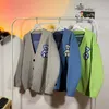 Suéteres de los hombres Otoño Oso Cardigan Jumpers Hombres y mujeres Prendas de punto Moda Streetwear Botón Verde Sweatercoat Ropa coreana Tops Hombre Mujer 220930