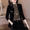 Jaquetas femininas Velvet Blazer Black Ladies Design