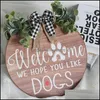 Party Decoration Welcome Sign Wreath Front Door Hanger With Bow 16 Inch Round Outdoor Hanging Vertical Home Pendant Drop Delivery 202 Dhkg8