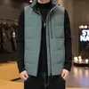 겨울 남자 parkas vest white duck down jackets 따뜻한 두껍게 남성의 캐주얼 양복 조끼 단색 파카 조끼 야외 옷