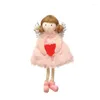 Juldekorationer Handgjorda hantverk Plush Angel Red Heart Girl Doll Pendant Tree Hanging Ornaments Year 2022 Xmas Gift