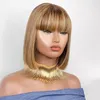 Dış Ticaret Yeni Peruk Gerçek İnsan Saç Renk Dalga Baş Kapağı Düz ​​Patlama Bob Doğal Düz Saç Karışık Renk Nokta
