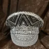 Berety luksusowy Rhinestone Steampunk ośmiokątny kapelusz kobiety sierżant Bridal Hen Do Festival kapitan część urodzinowa może dostosować