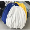 Kvinnors hoodies tröjor kvinna fast färg o-hals tröja avslappnad lös passform hoodie harajuku estetiska streetwear sammet pullover vita toppar koreanska pop 220930