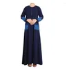 Ethnic Clothing Islamic Embroidered Robe Front Pocket Design Muslim Fashion Female Skirt Arabic Dress