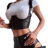 ベルトパンクストラップガードルセクシーな女性ハンドメイドベルト装飾シャツPUレザー姿勢補正胸部ブレースサポート