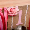 Dekoracja imprezy 2022 Wysokiej jakości dziecko Pierwsze urodziny różowe krzesło Krzesło One Year 1st Boy Girl Bunting Supplies