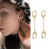 Boucles d'oreilles pendantes plaquées or et argent, menottes, goutte d'eau, boucle d'oreille 2 côtés pour femmes, Piercing, bijoux Pendientes 2022