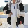 Sweats à capuche pour femmes Sweatshirts polaire automne et hiver chaud peluche fermeture éclair poche à capuche veste ample femmes épissé 220930