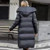 Piumino da donna GASMAN Giacca invernale da donna Cappotti lunghi con cappuccio donna moda parka caldo marca piumini femminili di alta qualità M206 220930