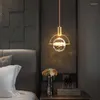 Pendant Lamps FKL Modern Crystal Chandelier Light Luxury Gold Simple LED Bedroom Bedside Small Restaurant Bar Long-line