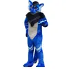 Halloween Blue Husky Fox Dog Mascot Compans Cartoon Suit Suit Xmas Outdoor Partn