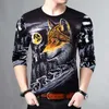 Herren-T-Shirts, langärmeliges Herren-T-Shirt mit 3D-Druck, Persönlichkeitstrend, wilder Stil, XL, Jugend-Social-Wear, M 4XL, Code 220930