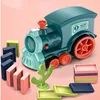 Diecast Model Araba Kids Elektrikli domino tren araba seti ses ışık otomatik döşeme dominolar tuğla bloklar oyun eğitimi diy oyuncak hediye 220930