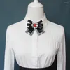 Bow Ties Women Gift Neck Collar Shirt Sweater Tie Cravat Alloy Head Pearl Bead Butterfly Necktie Personality Ribbon Uniform Bowtie