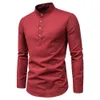 Polos Męskie Koszulka biznesowa Mężczyźni Casual Stand kołnierz Slim Formal Shirts Oddychane Top Male Clothing 220930