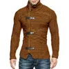 Pulls pour hommes automne hiver col haut pull en cuir boucle à manches longues tricoté cardigan manteau grande taille vêtements 220930