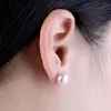 Stud Earrings Anti Allergic Pearl Jewelry 18k Solid Gold Women Real Engagement White Black Natural Freshwater