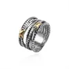 Кольцо с золотым крестом, дизайнерские классические витые модные кольца, ювелирные изделия из двойной проволоки для мужчин, 18-каратные женские плетеные винтажные медные обручальные кольца, подарок на годовщину