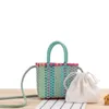 Evening Bags Contrasting Pvc Braided Shoulder Bag Woman Luxury Brands Baskets Messenger Ladies Leisure Beach Vacation Women's Handbag