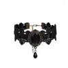 Choker Retro Punk Gothic Rhinestone Pendants Necklace Lace Tattoo For Women Female