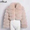 Fausse fourrure FQLWL décontracté blanc noir moelleux automne hiver manteau femmes veste à manches longues recadrée bouffante pour vêtements d'extérieur Y2209