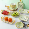 Plates Ceramic Glazed Flower Whole Tableware Salad Fries Bowl Dishes Dinnerware Set Steak Cutlery Microwave Heating