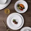 Plates Nordic Ceramic Dinner Rice Soup Bowl White Embossed Tableware Round Salad Bowls Western Steak Plate Restaurant Dinnerware