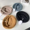 Boinas sombreros octogonales de lana japonesa para mujeres señoras Otoño Invierno cálido Retro pintor gorras boina viseras de moda Boina Feminina Toca