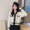 Kvinnans jackor 2022 Knitwear Spring Autumn Women's Clothing Tops Lazy Retro Sticked Cardigan Jacket Girls tr￶ja Perat D288