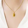 Pendant Necklaces Hand Carved Small Nuggets Fine Gold 999 For Women Jewelry Choker Valentine Day Mother Gift Chain Necklace