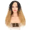 Loose Wave Wigs Gradient Golden Medium Brown Long Curly Hair Front Lace Wig Head Cover