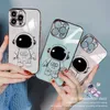 Casos de telefone de astronautas 6D Plaqueando designers de suporte oculto para iPhone 14 Plus Pro Max Luxury Shell iPhone14 13 12 mini 11 8 7 xr x xs Proteção dobra