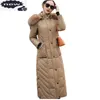 Damen Leder Winter Frauen Lange Weiße Ente Daunenjacke Slim Fit Damen Schaffell Echter Mantel Pelzkragen Hoody Dicker Warmer Mantel