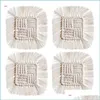 MATS PADS 4PCS Mades artesanais Rame montanhas -russas para bebidas absorventes boho coto