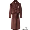 Women's Sleepwear Green Women Men Coral Kimono Bathrobe Gown Lovers Couple Flannel Nightwear Winter Ultra Thick Warm Robe