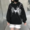 Kvinnors hoodies tröjor y2k harajuku gotisk grunge mekanisk kaninöron huva svart hoodie kvinnor höst punk mode streetwear 220930