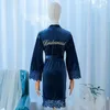 Dames slaapkleding bruid bruidsmeisje bruiloft gewaad velour kimono jurk kanten lapwerk vrouwen nachthemd zachte badjas intieme lingerie