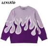 Мужские свитера Lenstid осени мужчины негабаритные вязаные перемычки хип -хоп огненной пламя графическая уличная одежда Harajuku Fashion Casual Pullovers 220930