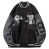 Kurtki męskie Hip Hop skórzana kurtka baseballowa płaszcz Mężczyzny Patchwork Japońska streetwear Varsity College Fashion Retro HARAJUKU Motocykl VJ4