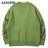 Męskie swetry Lenstid jesienne mężczyźni dzianina swetra Hip Hop Cute Dinosaur Jumper Sweater Streetwear Harajuku mody mody na dzianinu płaszcze 220930