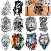 Temporary Tattoos 53 Sheets Large Realistic Tiger Dragon Lion Owl For Women Thigh Men Arm Adt Half Sleeve Halloween Skl Fake Lulubaby Amiee