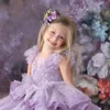 Robe de fleur violette pli anniversaire de mariage robes de fête