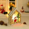 Dekoracje świąteczne LED Drewniane drewniane domek Snowman Święty Pendants Tree Ornament na rok Dekor